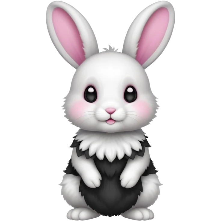 a white and black baby rabbit staying on its lelegs emoji