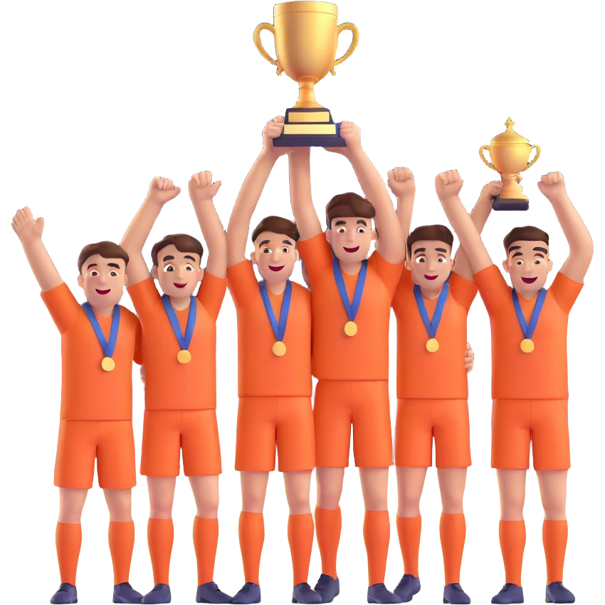 team celebrating with trophy emoji