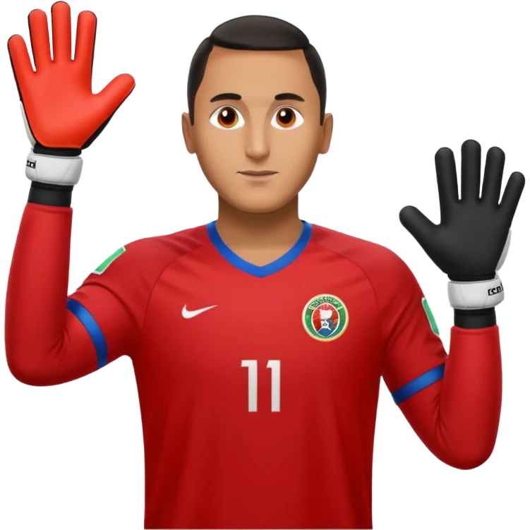Keylor NavasK camisa roja de Costa Rica  y guantes de portero emoji