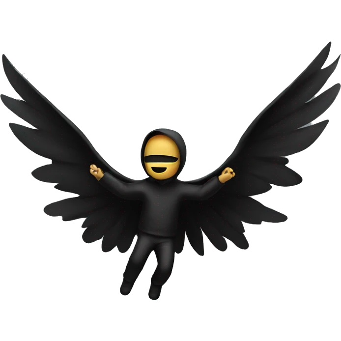 winged falling man in black emoji