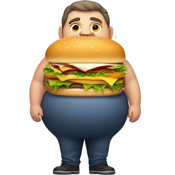 Fat man with burger emoji