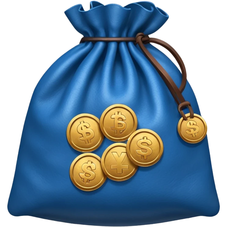 blue coins inside brown money bag emoji