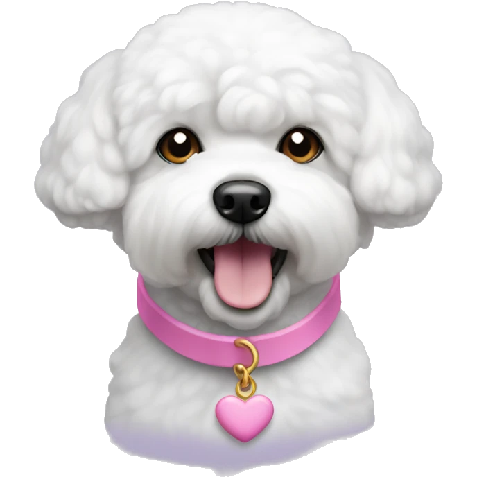 bichon frise dog with pink ears emoji