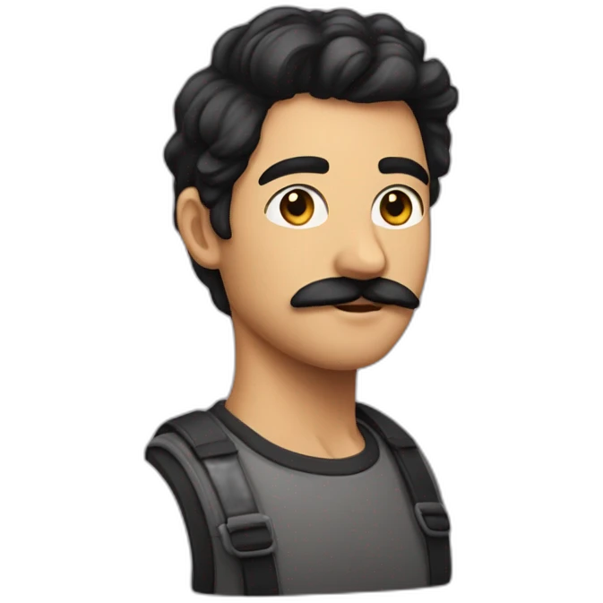 i'm a 23 years old developer, with black hair. and a mustach with no beard emoji