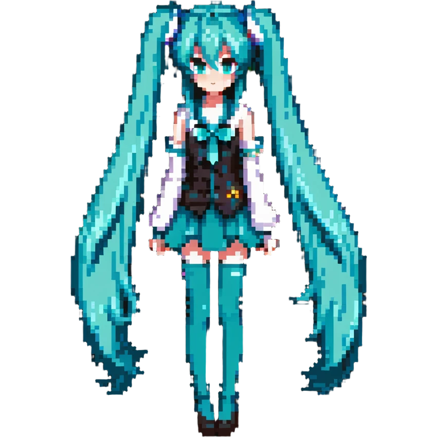 Hatsune Miku with teal twin tails emoji