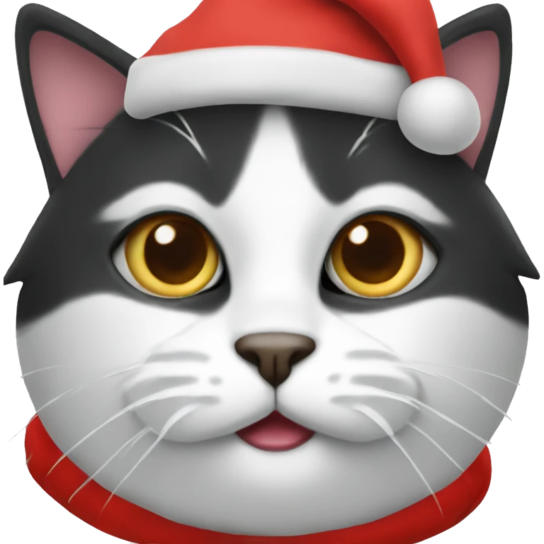 Cat black and White in Santa Claus hat emoji