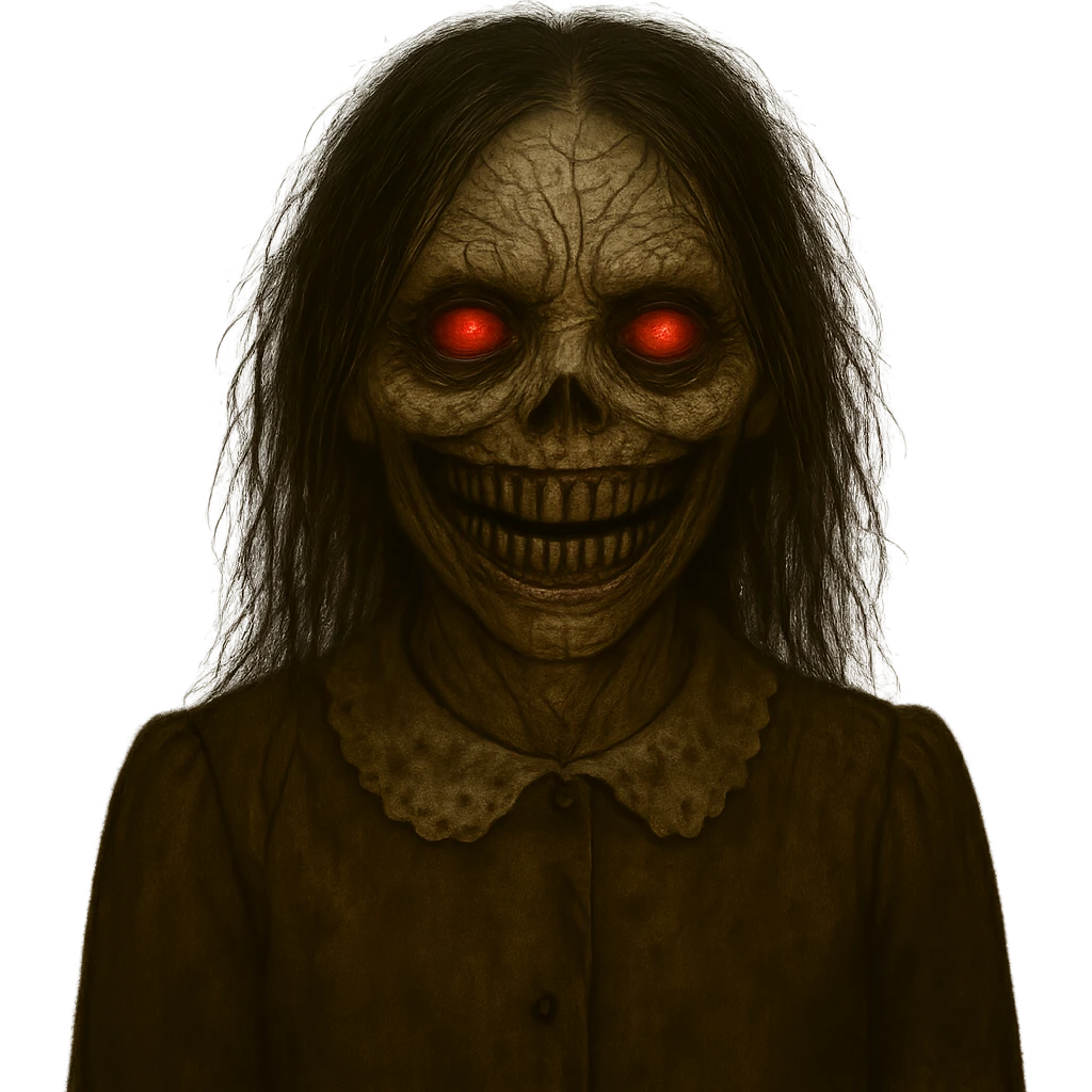 Remove the background, keep only the creepy girl with a transparent background. emoji
