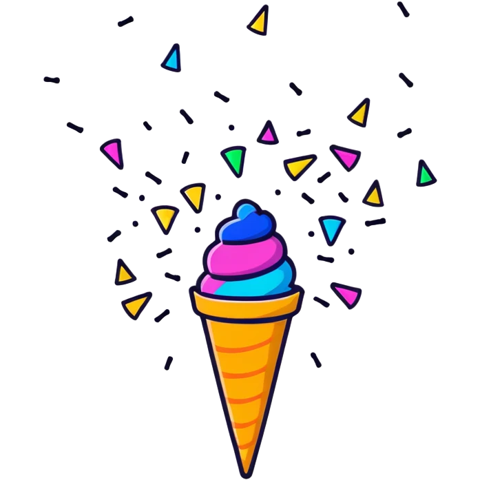festive confetti cone popper with colorful confetti explosion emoji