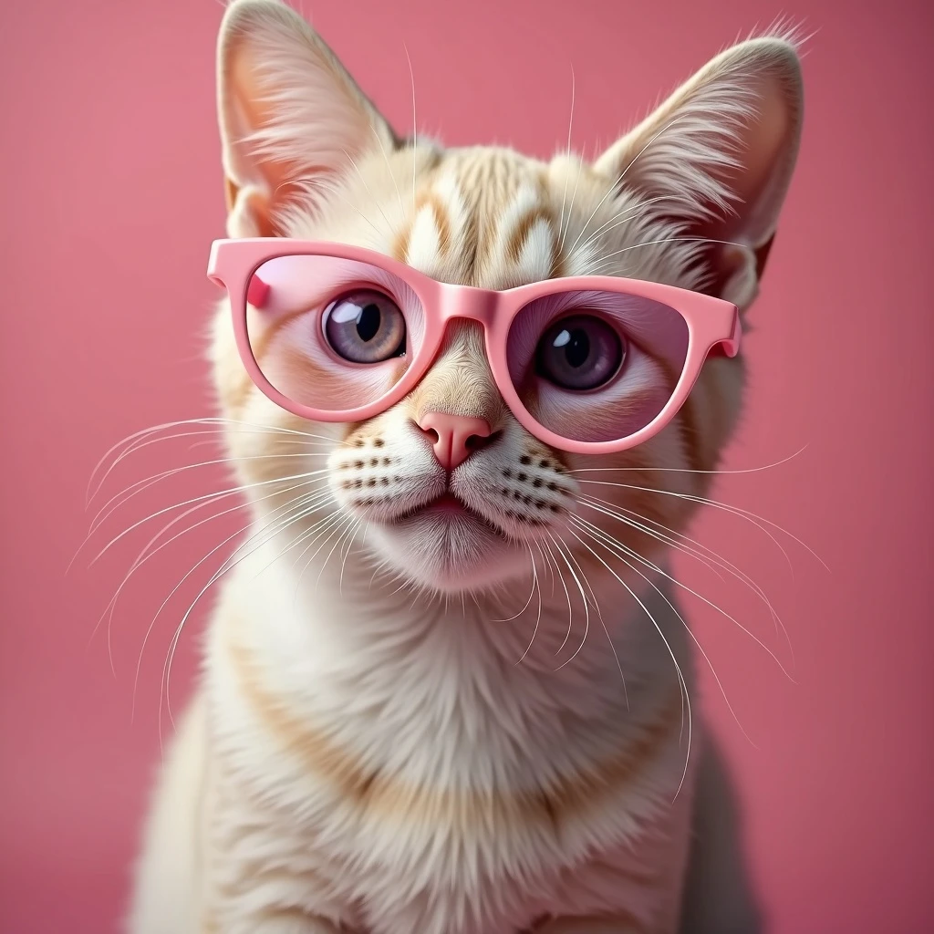 A cat with pink glasses emoji