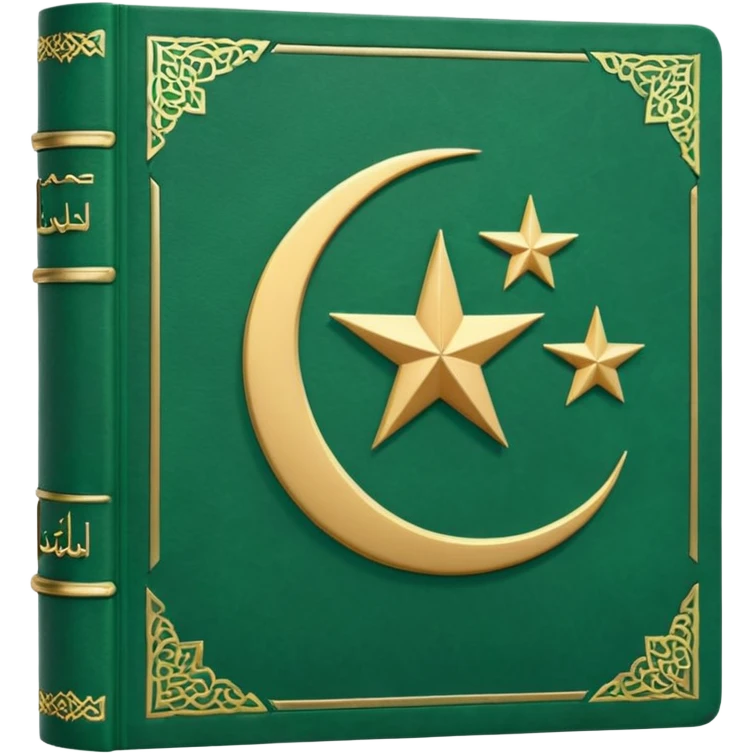 Closed Quran with the Islamic Symbol on it (moon and star) green emoji