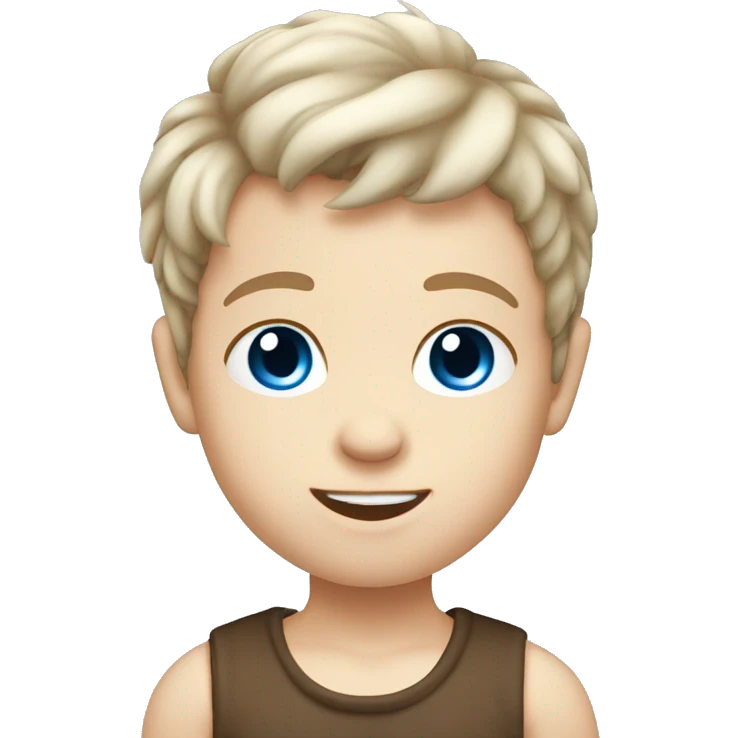 little white baby boy brown mullet hair blue eyes emoji
