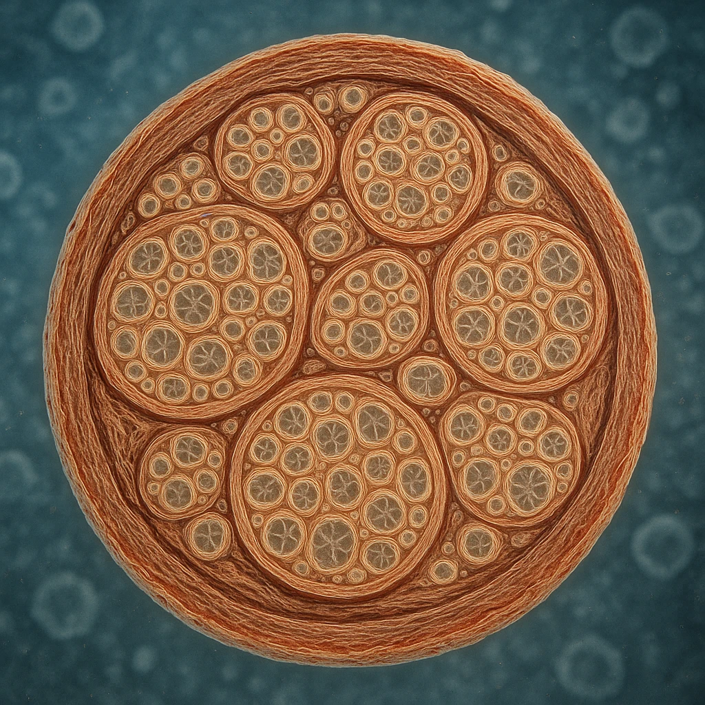 vagus nerve seen under microscope, hyper realistic 4K style, cellular details, scientific atmosphere emoji