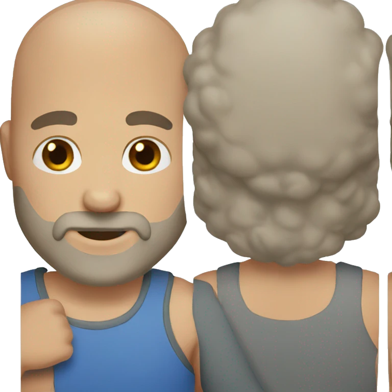 Man with a half bald head, brown curly hair and a beard emoji