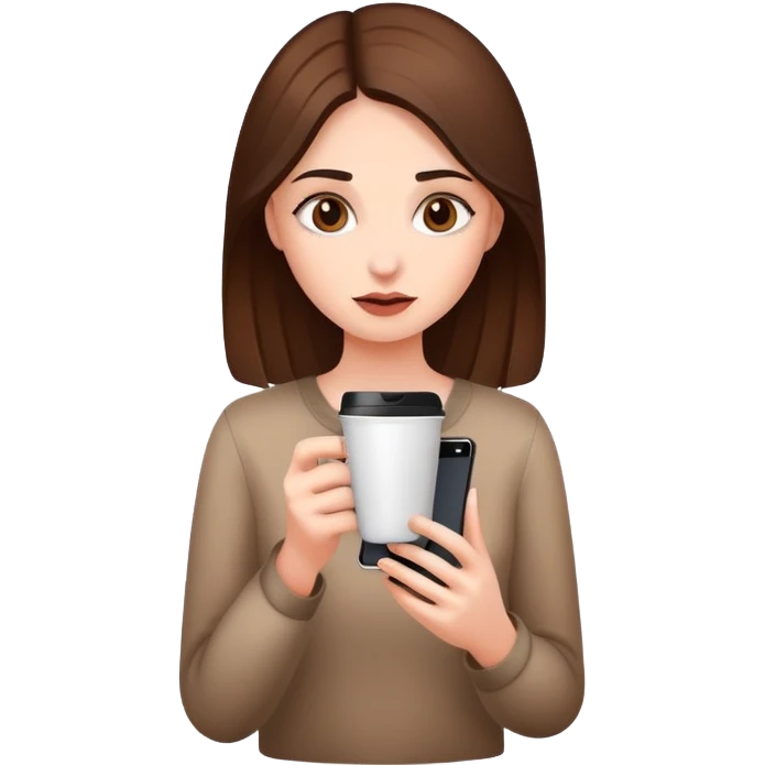 girl addicted to coffee and phone emoji