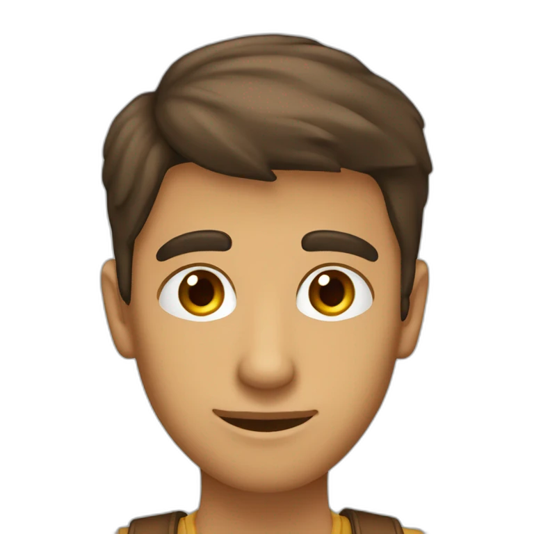 Hombre joven de ojos marrones y tupé castaño emoji