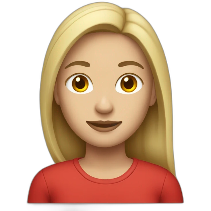 Bleached brunette working, red shirt emoji