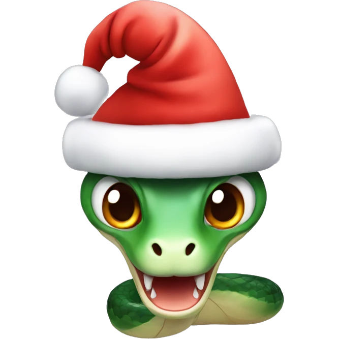 cute snake with christmas hat emoji