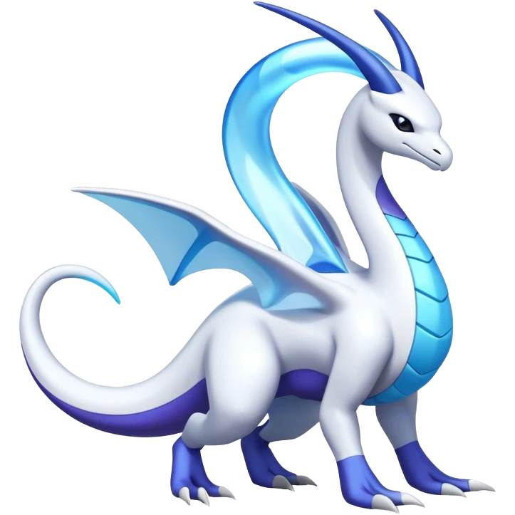 Futuristic-lugia-dragonair-suicune-hybrid, full body emoji
