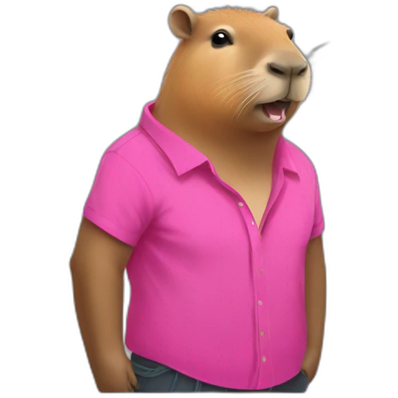 capybara wearing rebel pink shirt emoji
