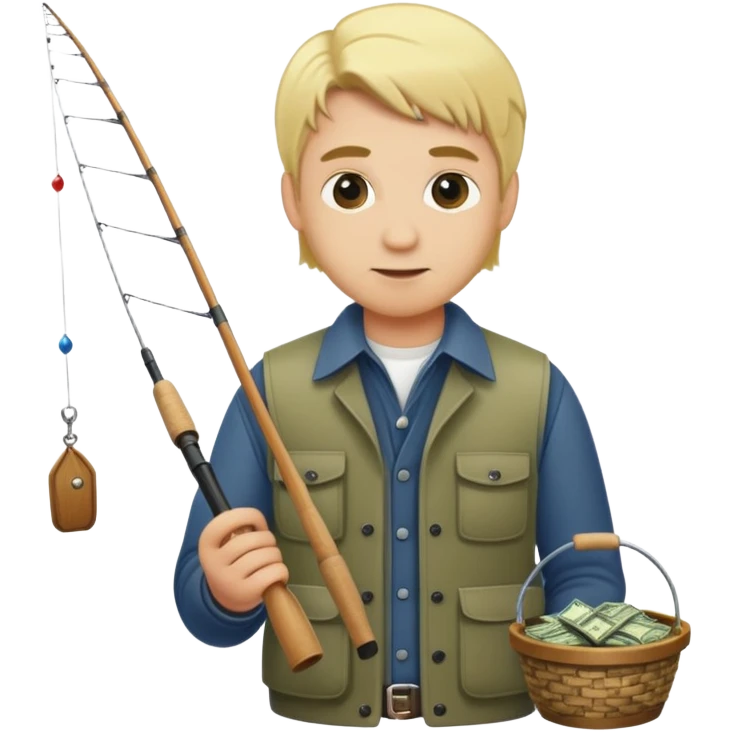 Man with blonde hair fishing for money  emoji