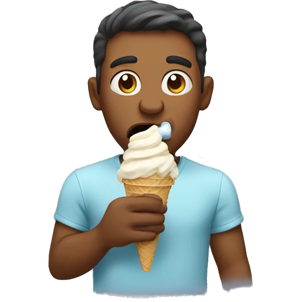 man eating ice cream melting emoji