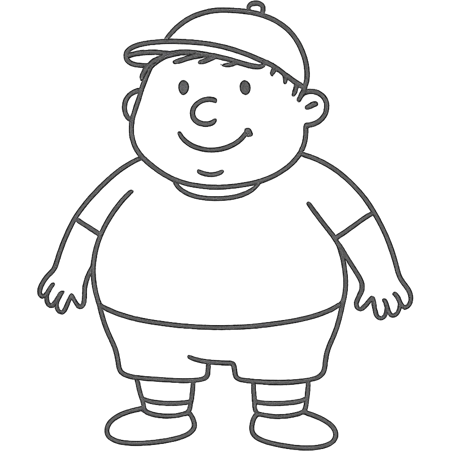 hand drawn outlined big boy character emoji