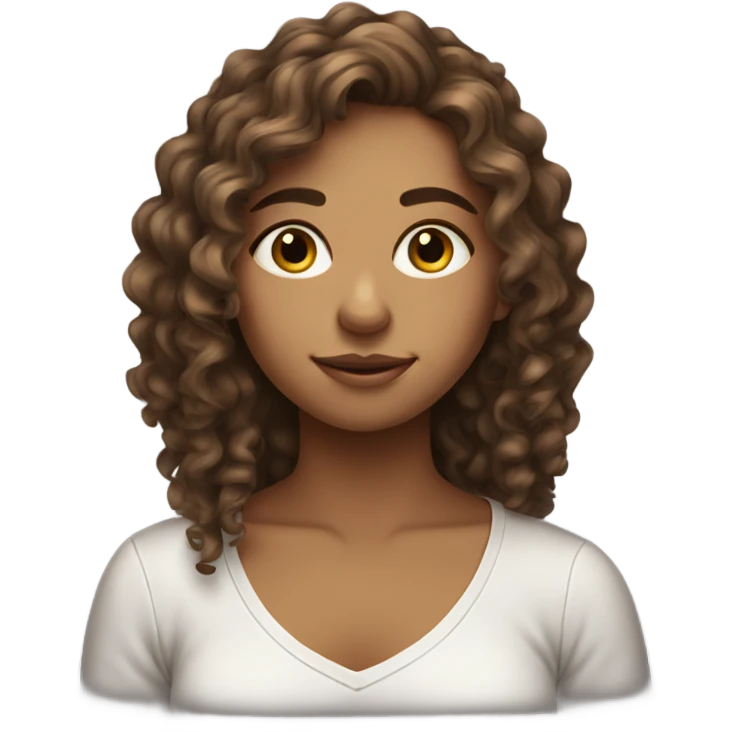 Hard working teen girl, brown long curly hair  emoji