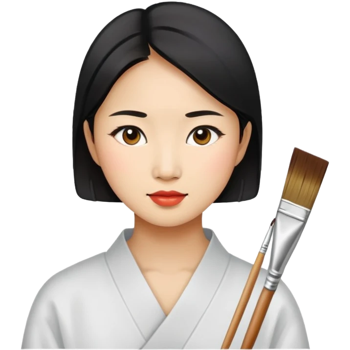 asian women painting emoji