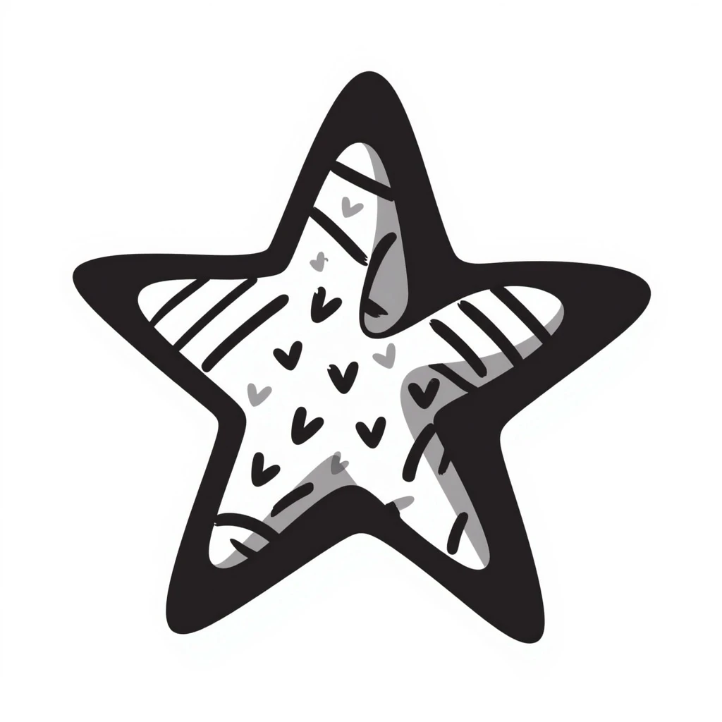 five-pointed star, hand-drawn doodle, playful and casual emoji