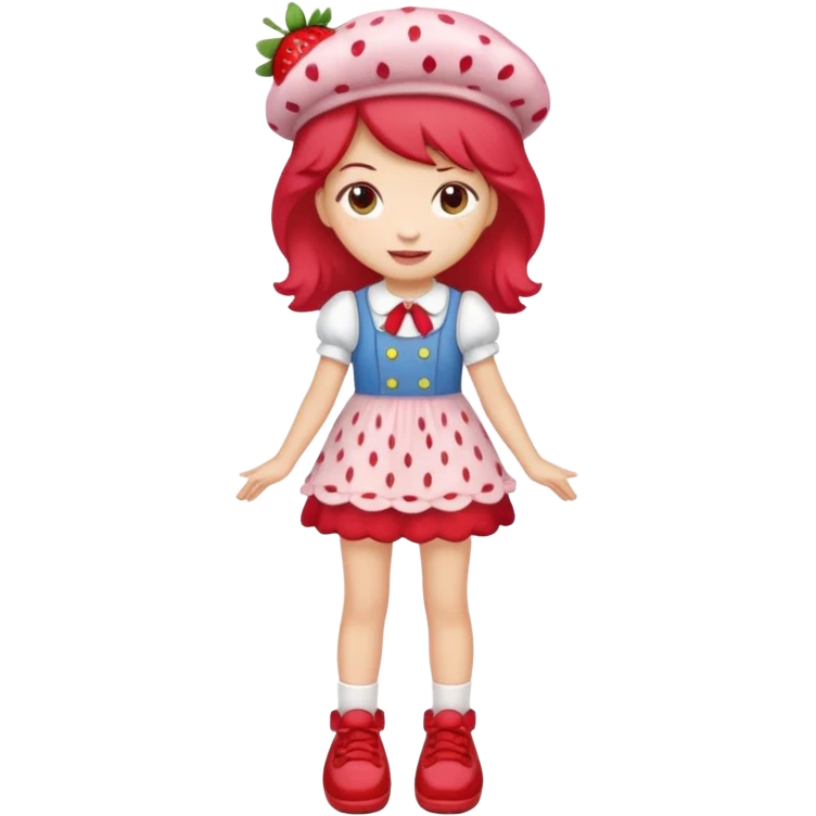 pretty and cute realistic modern day strawberry shortcake full body with red shoes emoji emoji