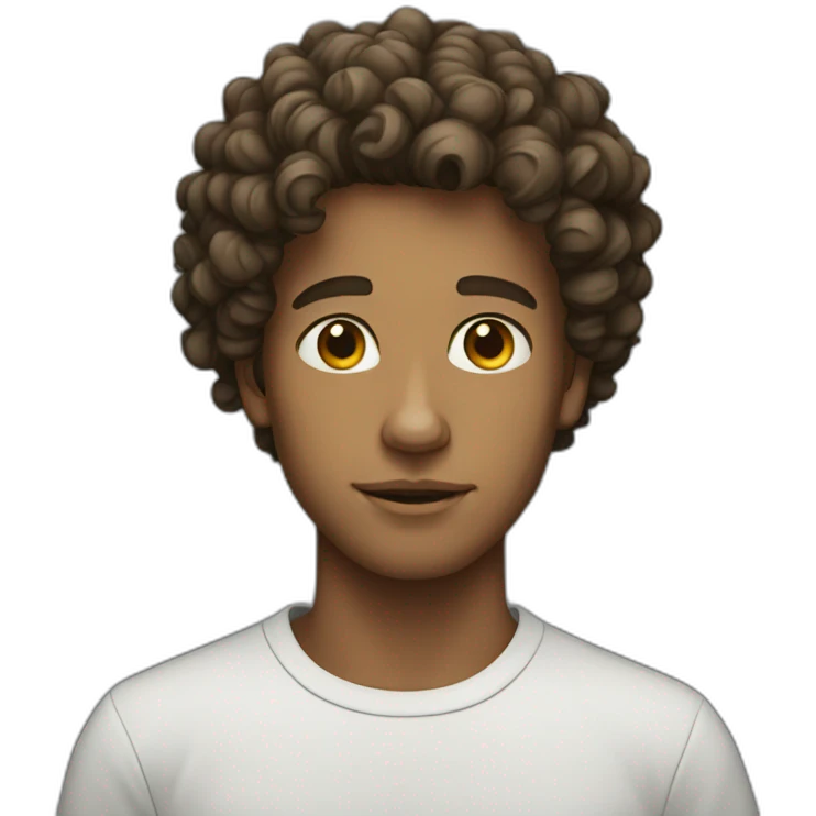 a young man with a curly hair emoji