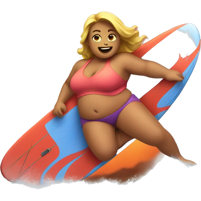 Fat girl surfing on lava emoji