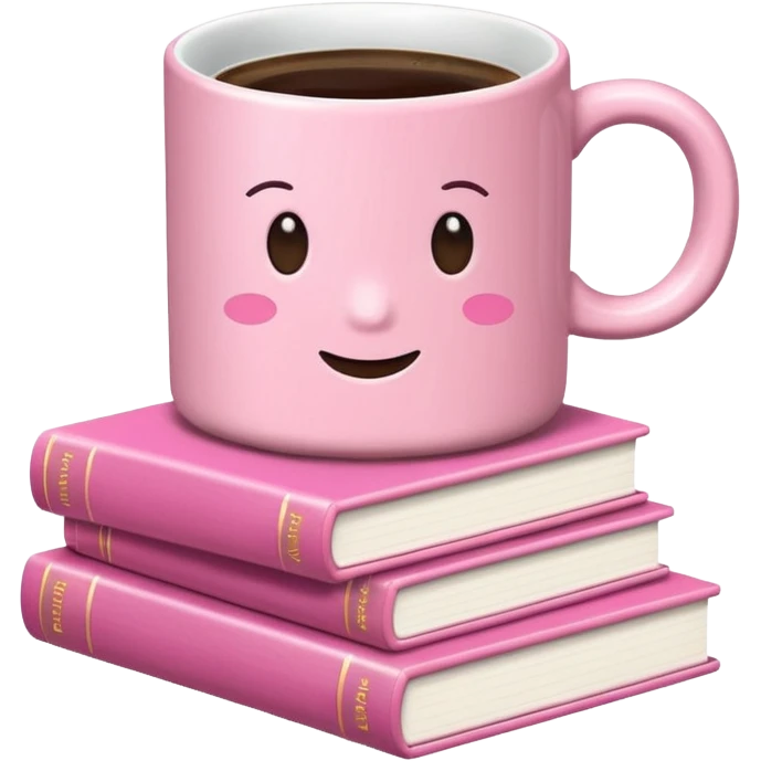 Pink Books and Cute Coffee  emoji
