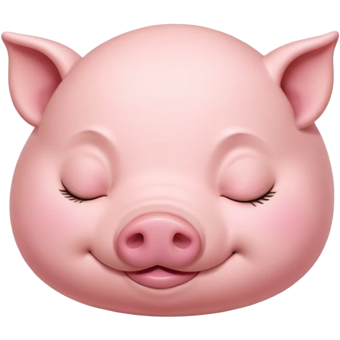 Meme-Worthy Cute Sleeping Pig Portrait Emoji, Head resting peacefully with a contented smile, showcasing a delightfully stout build and a luxuriously soft rosy-pink hide, eyes shut in a serene, restful nap, Simplified yet hilariously adorable features, highly detailed, glowing with a soft, drowsy light, high shine, relaxed and utterly lovable, stylized with an air of playful laziness, bright and heartwarming, soft glowing outline, capturing the essence of a comically sleepy pig, so meme-worthy it feels like it could instantly become the next viral sensation of adorable slumber! emoji