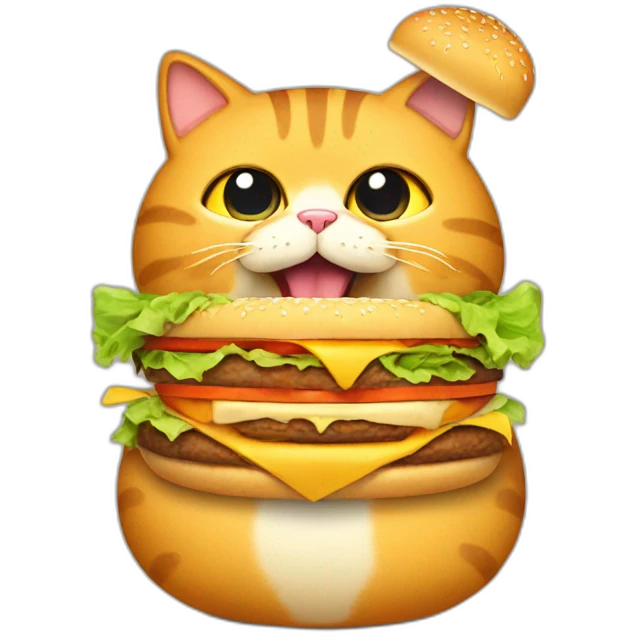 fat cat eating burger emoji