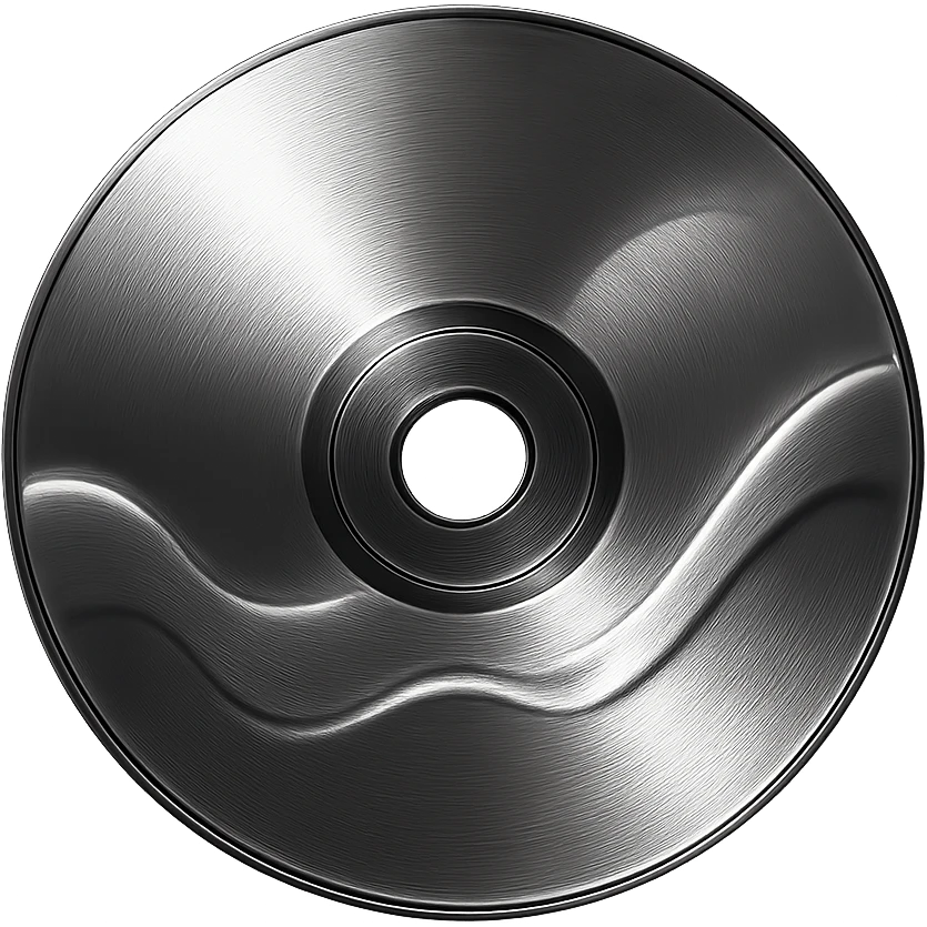 A minimalist CD disc with wave pattern, glowing effect, violet color emoji