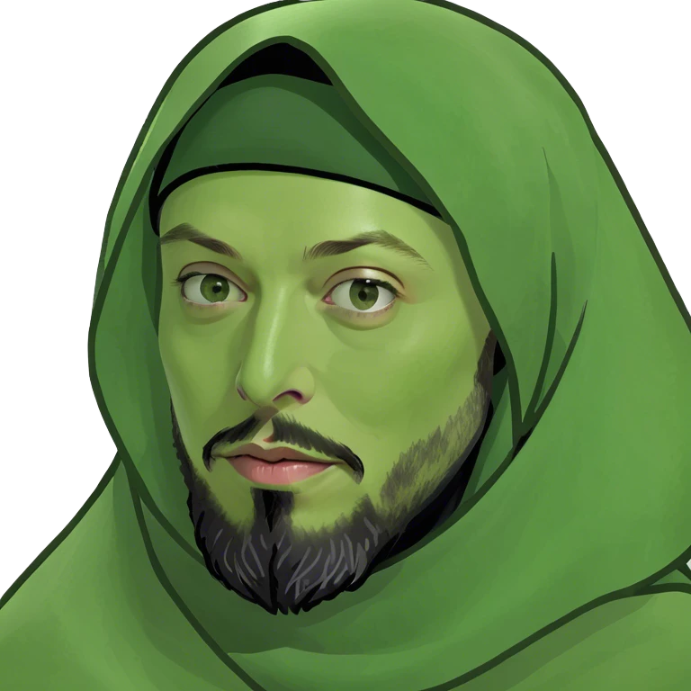 Elon Musk in hijab with a beard emoji