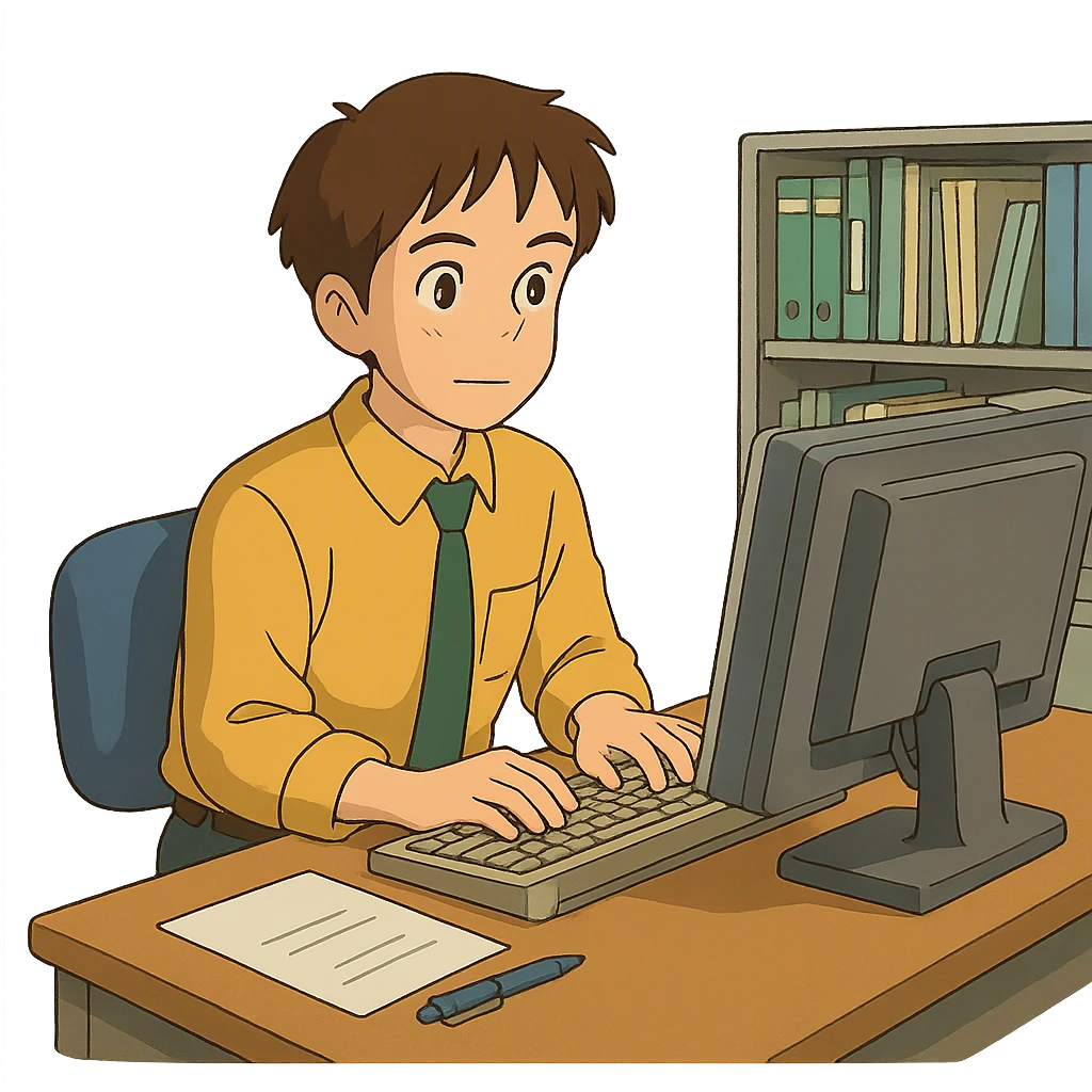 ghibli style working person in an office emoji