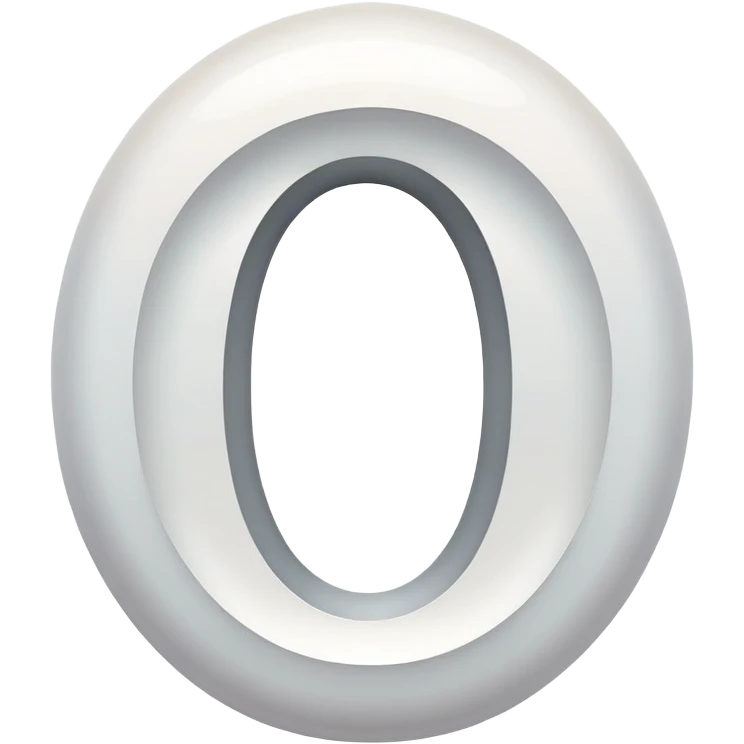 stylized capital letter O in white, almond-shaped gradient oval eye form, silver curved accents on each side, symbol of vision and focus emoji