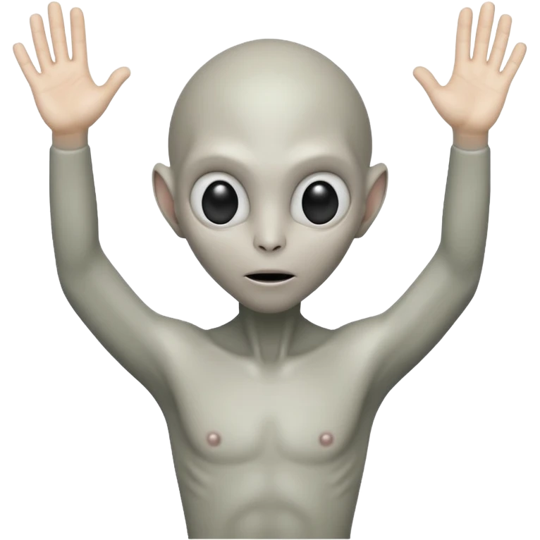 fullbody handsup gray alien frontview emoji