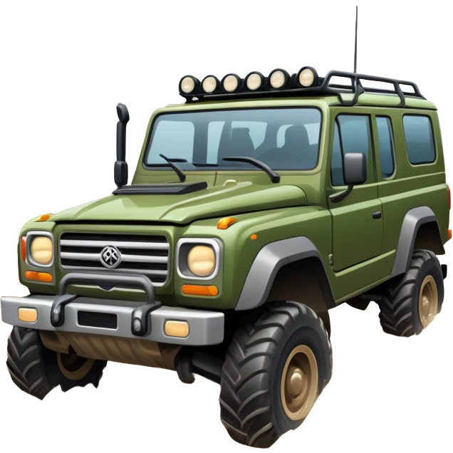 An icon showing an off-road vehicle driving through muddy terrain, inspired by Expeditions: A MudRunner Game. The design features splashing mud, rugged tracks, and dynamic movement, symbolizing the challenge of navigating tough landscapes. Transparent background emoji