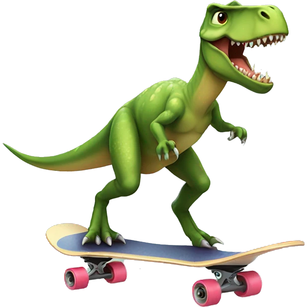 Dinosaur on skateboard  emoji