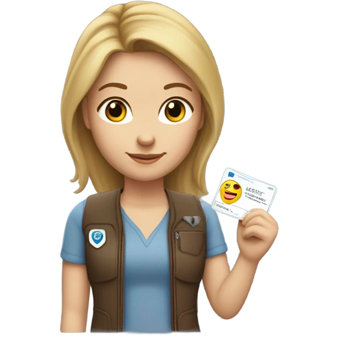 gril with ligh brownish blondish redsh haiur holding drievrs licenses taht sames name: megan weis heart emoji