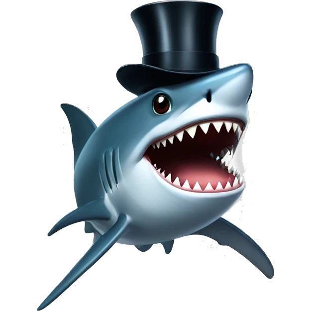 Shark with a top hat emoji