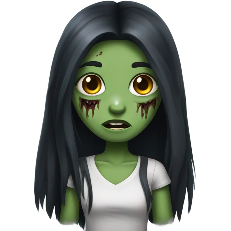 girl zombie with black long hair emoji