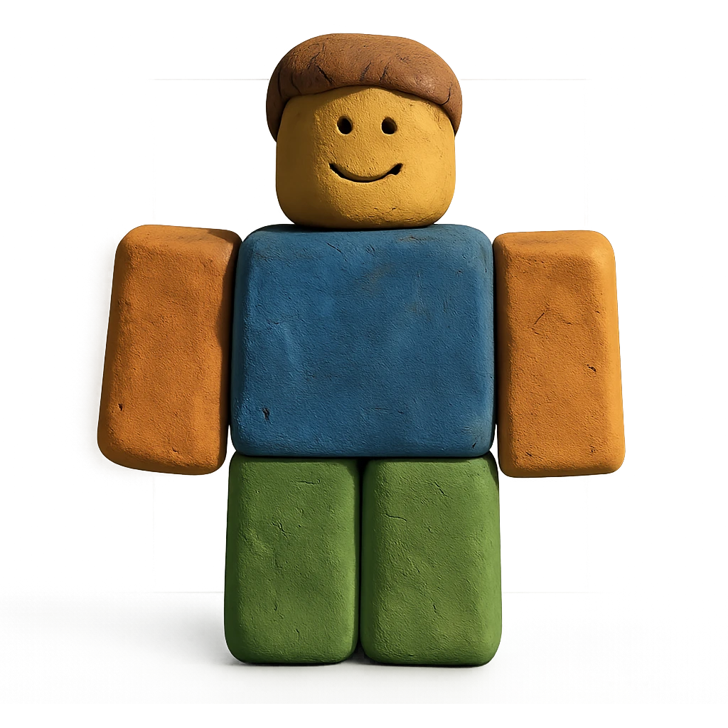 claymation style Roblox person emoji