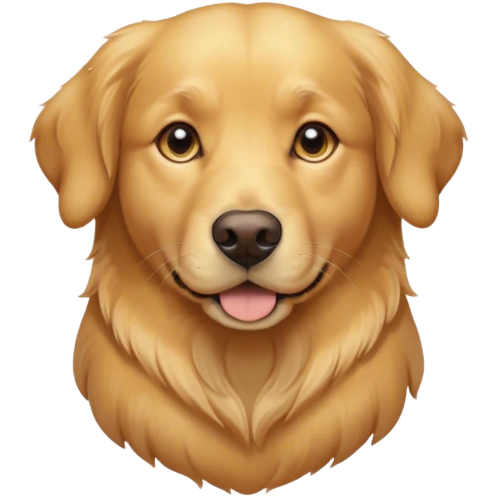 Cinematic Noble Golden Retriever Portrait Emoji, Poised and regal, with a strong, athletic build and a lustrous, well-groomed golden coat, deep-set soulful brown eyes, Simplified yet sharp and sophisticated features, highly detailed, glowing with a soft, dignified glow, high shine, intelligent and friendly, stylized with an air of warmth, focused and attentive, soft glowing outline, capturing the essence of a watchful and confident companion, so majestic it feels as though it could bound out of the screen with effortless authority! emoji