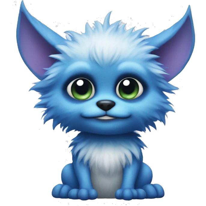 furry blue gremlin with a white belly emoji