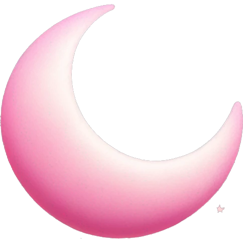 Pink crescent moon with sparkly white clouds emoji