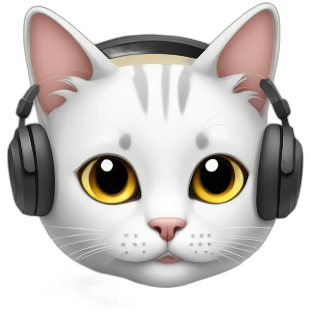 Cat with headphones on laptop emoji